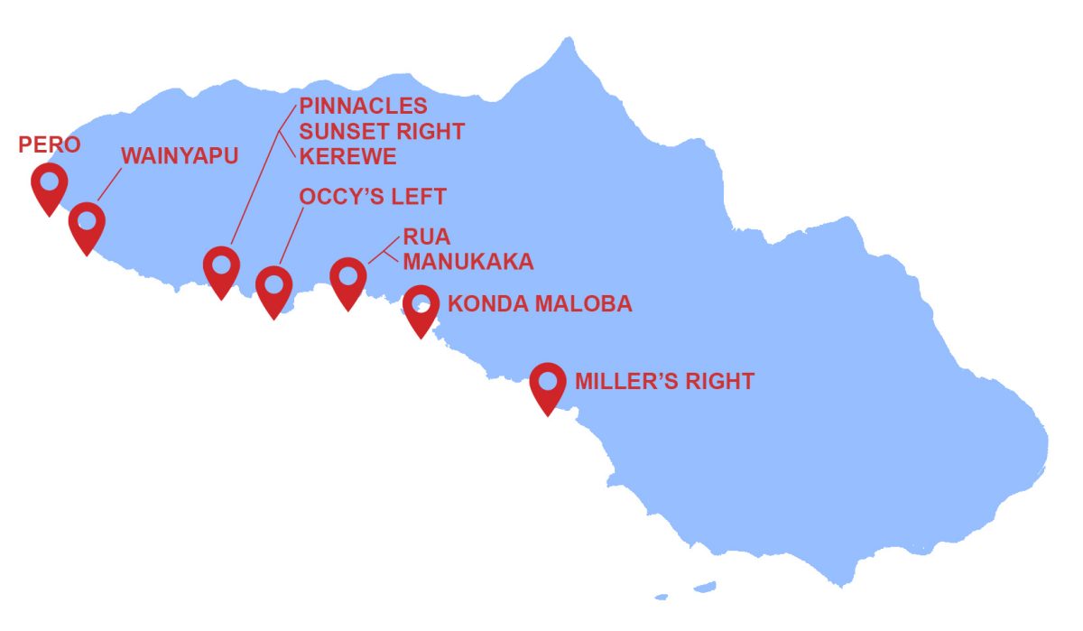 Map of Surf Spots in Sumba Island