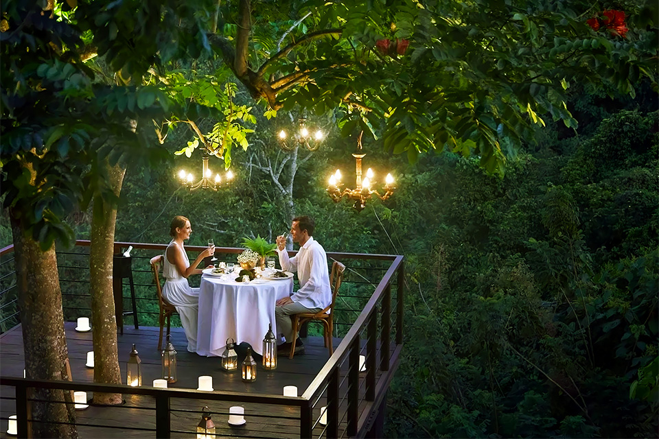 Bali Honeymoon in Ubud - Romantic Dinner Above the Forest Canopy