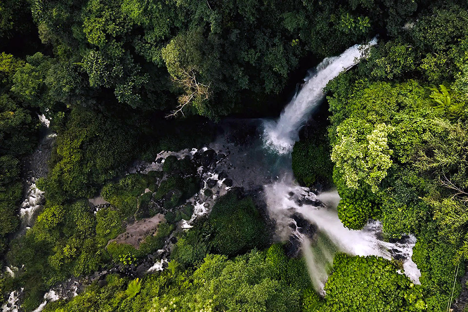 Sekumpul Waterfall Bali Aerial View