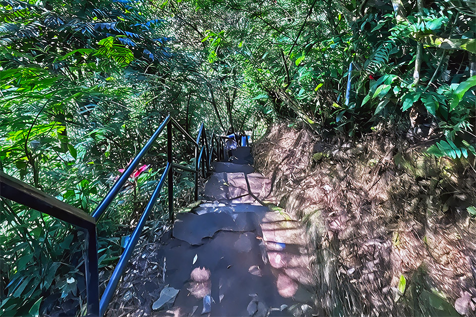 Hiking Stairs to Tukad Cepung Waterfall Bali